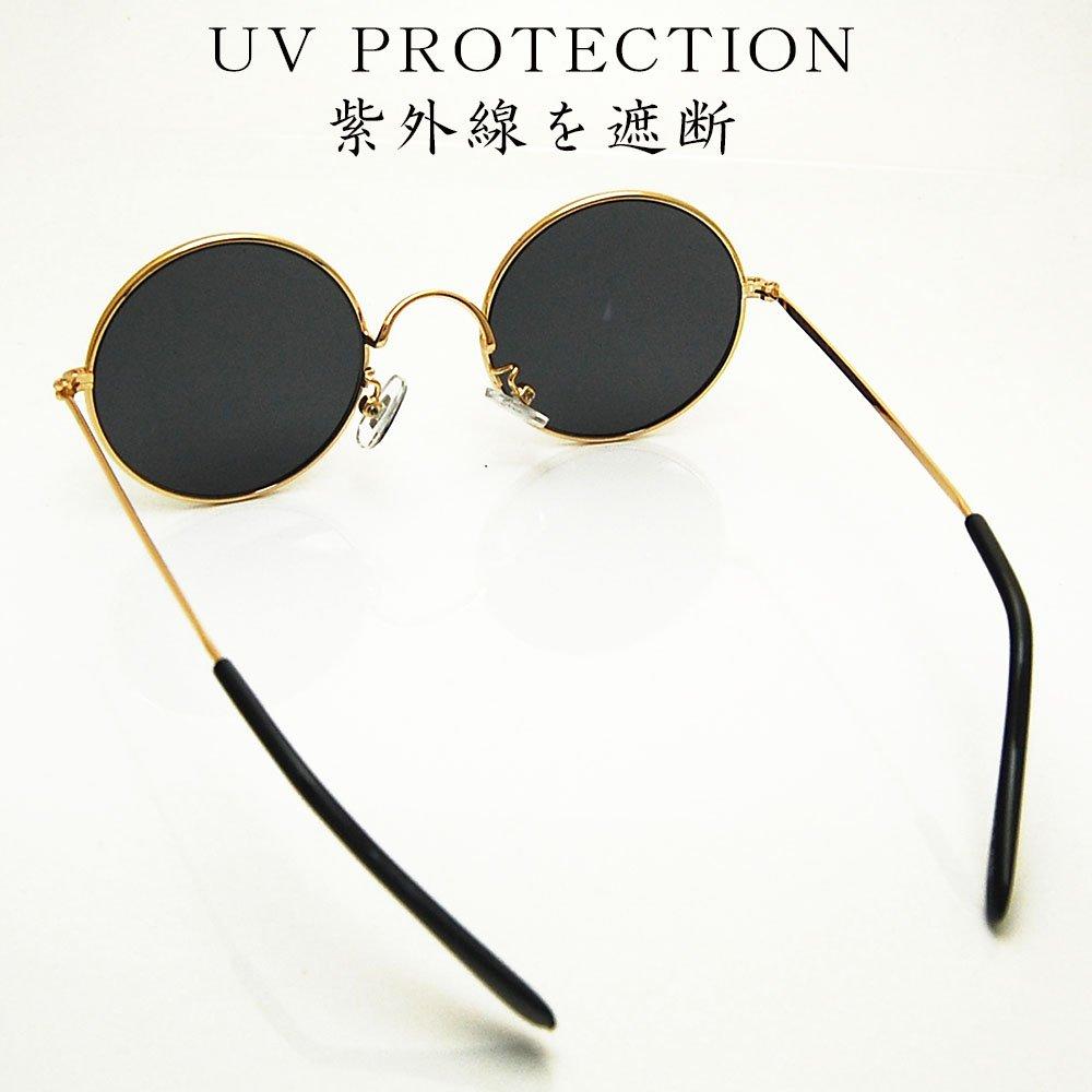 [Eyewear] Gold-rimmed, metal-framed, round sunglasses for men and women, stylish sunglasses 113-1 GOLD