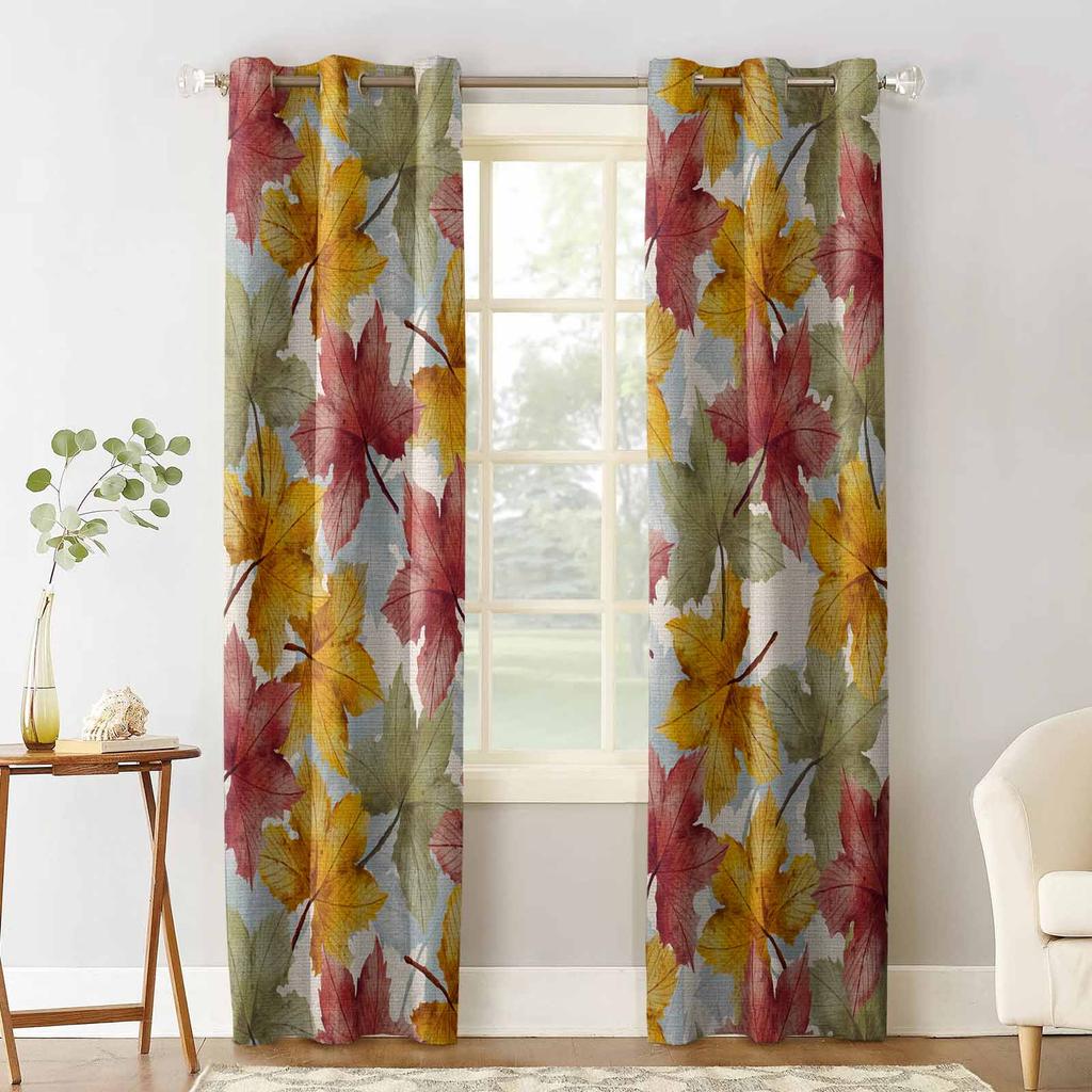 Autumn Plant Maple Leaf Countryside Blackout Curtains For Living Room Bedroom Window Treatment Blinds Drapes