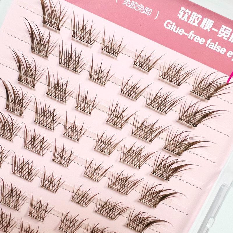 Brown Glue-Free Su Daji Fox Eye False Eyelashes - Dense, Angled, and Natural-Looking