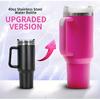 40oz/1200ml Large Capacity Insulation Tumbler With Straw, Portable Car Cup With Handle Suitable For Car Home Office Travel Birthday Gifts