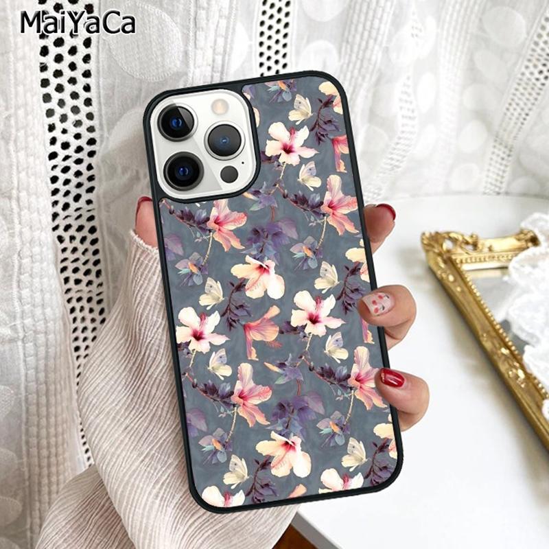 Butterflies Hibiscus Flowers Phone Case Cover For iPhone 17 Air 16 16e 15 plus 11 12 13 14 pro max shell coque