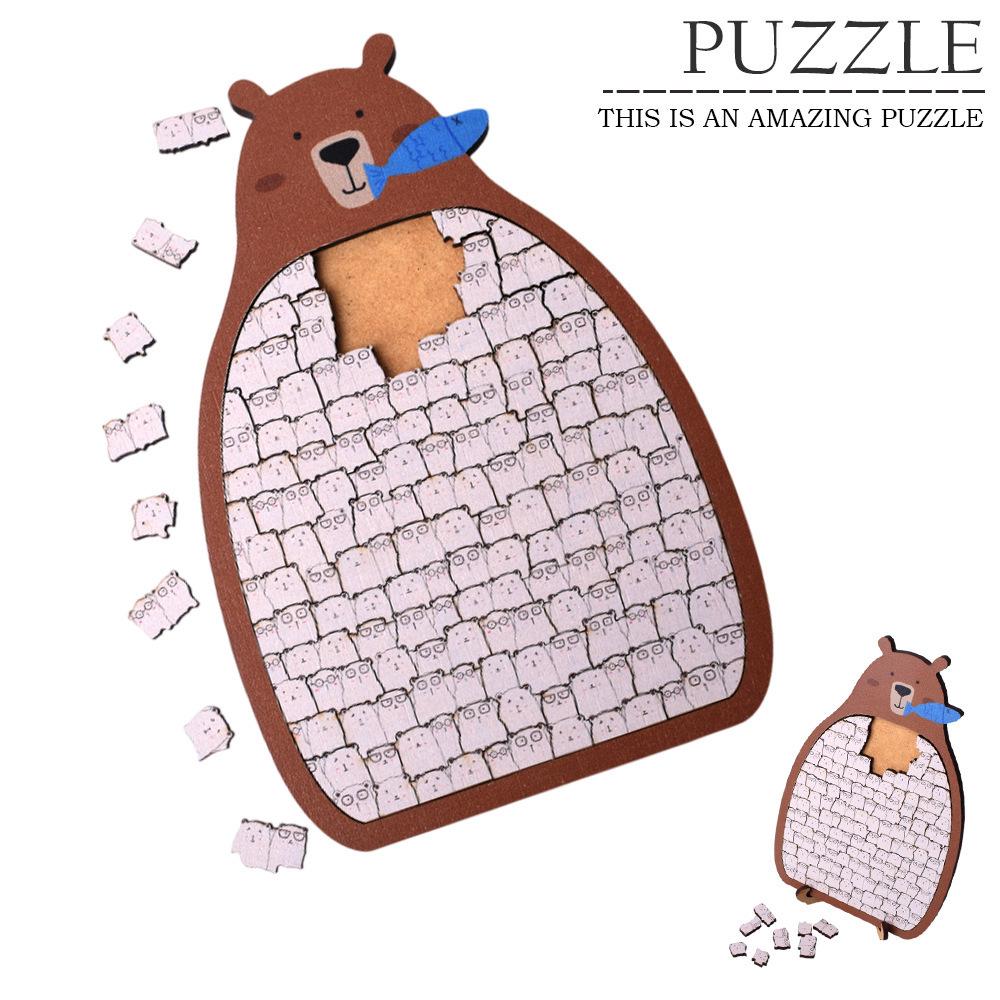 Polar Bear Stackers: Creative High-Difficulty Wooden Jigsaw Puzzle Gift