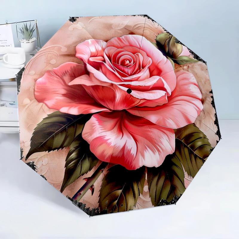 Blue Roses And Butterflies 8-Frame for Travel, camping, Casual Lightweight Portable Umbrella, Essential for every family Holidays Birthday Gift