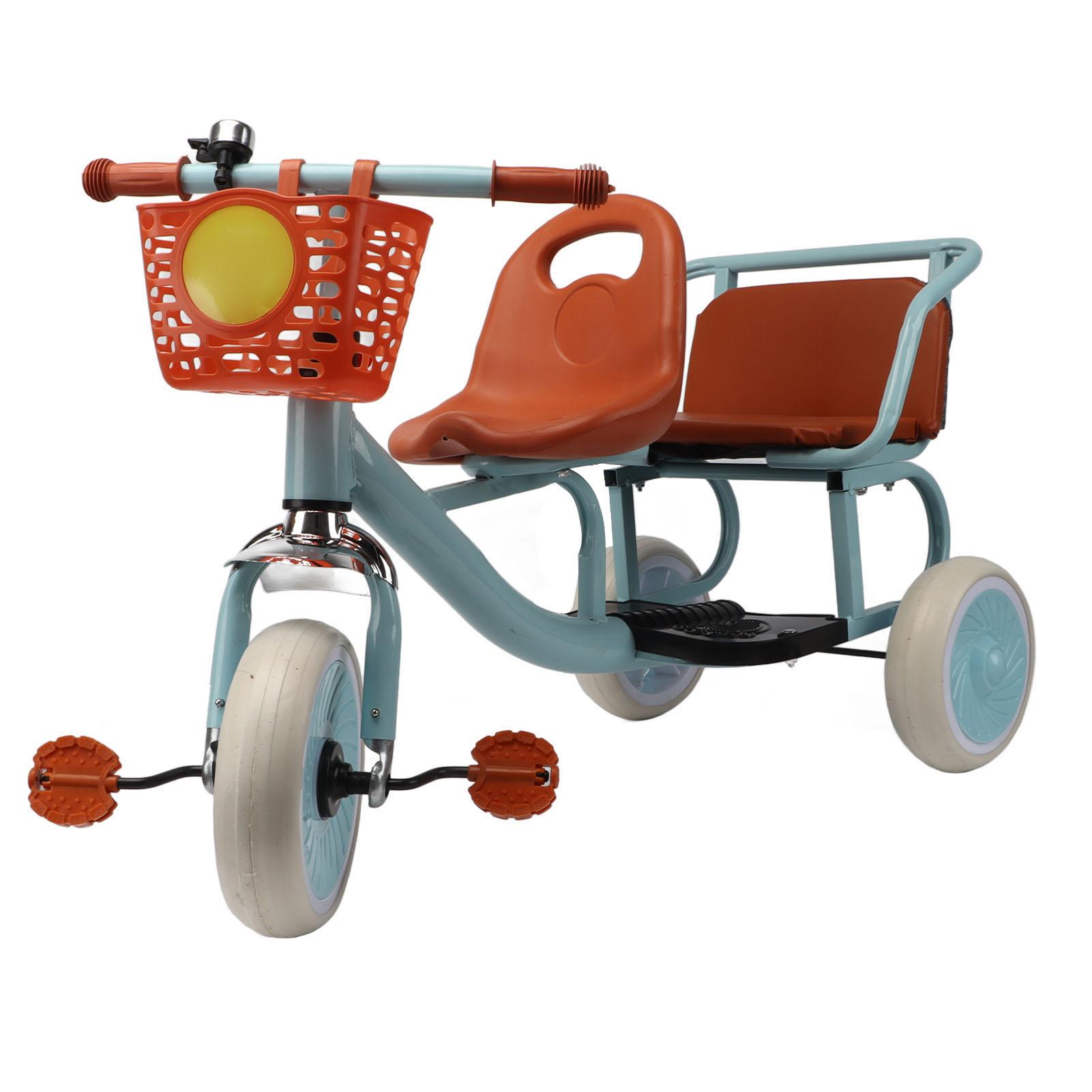 Детский трехколесный велосипед с сиденьем для пассажира Железный Против опрокидывания Трехколесный велосипед для малышей Трехколесный велосипед для детей от 1 до 8 лет Мальчиков Девочек Синий