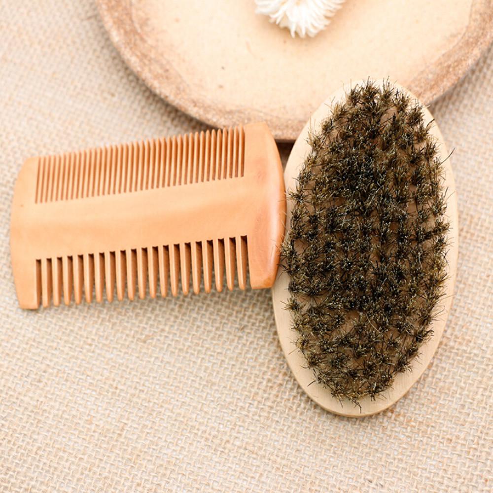 Beard Brush Beard Comb Kit For Men Beard Mustache Wood Handle Barber Tool Set