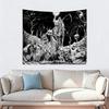 Black & White Gothic Skull Tapestry | Flat Printed Dark Ghost Rider Night Sky Moon Wall Hanging For Bedroom & Living Room Horror
