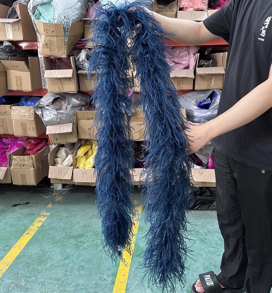 DIY 2M Blue Feathers Boa Ostrich Plumes Shawl 1/2/3/4/6Ply Wedding Drees Decoration Accessory Soft Fluffy Plume For Crafts White Boa