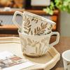 Vintage Embossed Aquatic Weed Ceramic Coffee Cup Breakfast Oatmeal Milk Mug Home Drinking Water Mug Holiday Gift Mug Home Decor
