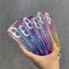 Gradient Slot Card Holder Wrist Strap Lanyard Phone Case For iPhone 15 16 Pro Max Plus 13 12 Air Cushion Bumper Protective Cover