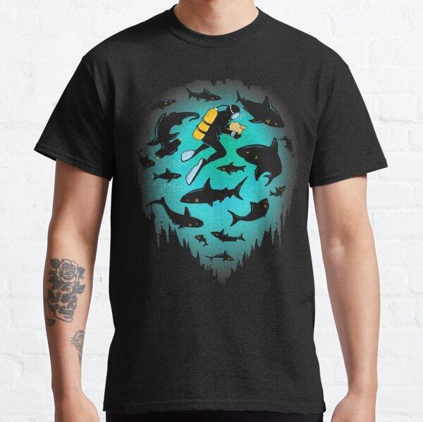 Men Shark Diver Scuba Diving Dive T Shirt Sea Equipment Pure Cotton Clothing  Short Sleeve O Neck Tee Shirt Plus Size TShirt