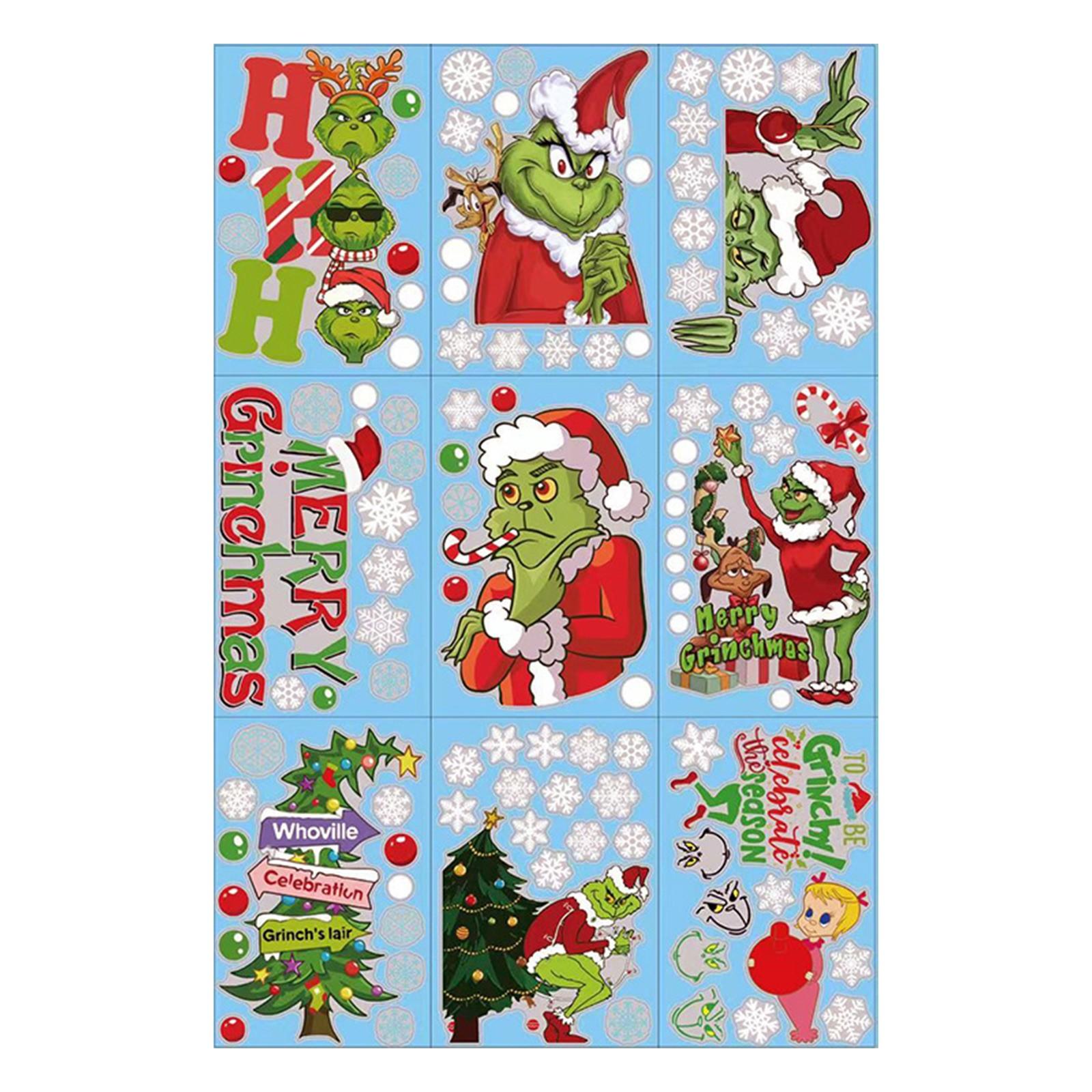 

9 листов ПВХ Снежинка Декор окна Рождественские многоразовые наклейки на окна Рождественские домики подходят для зимнего оконного рождественского украшения