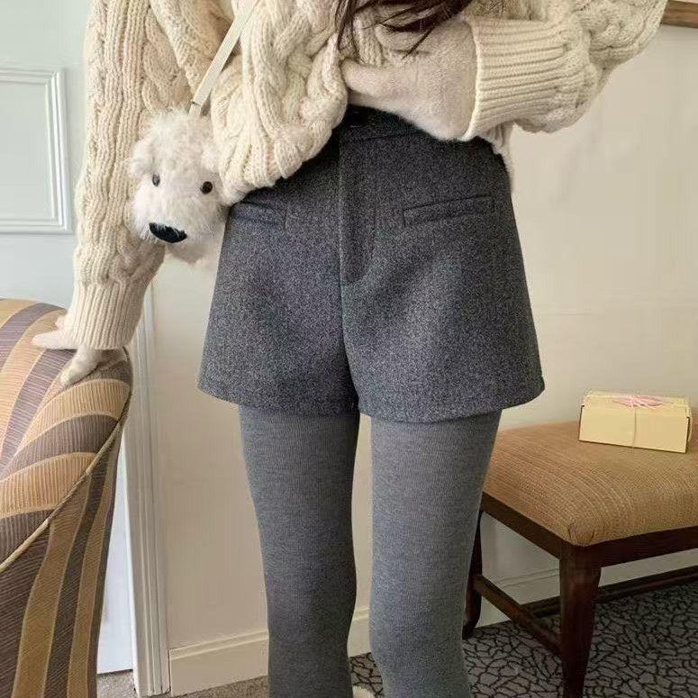 

Women s High Waist Wool A-Line Shorts - Spring/Winter 2026 Collection 3XL 145-158 темно-серого