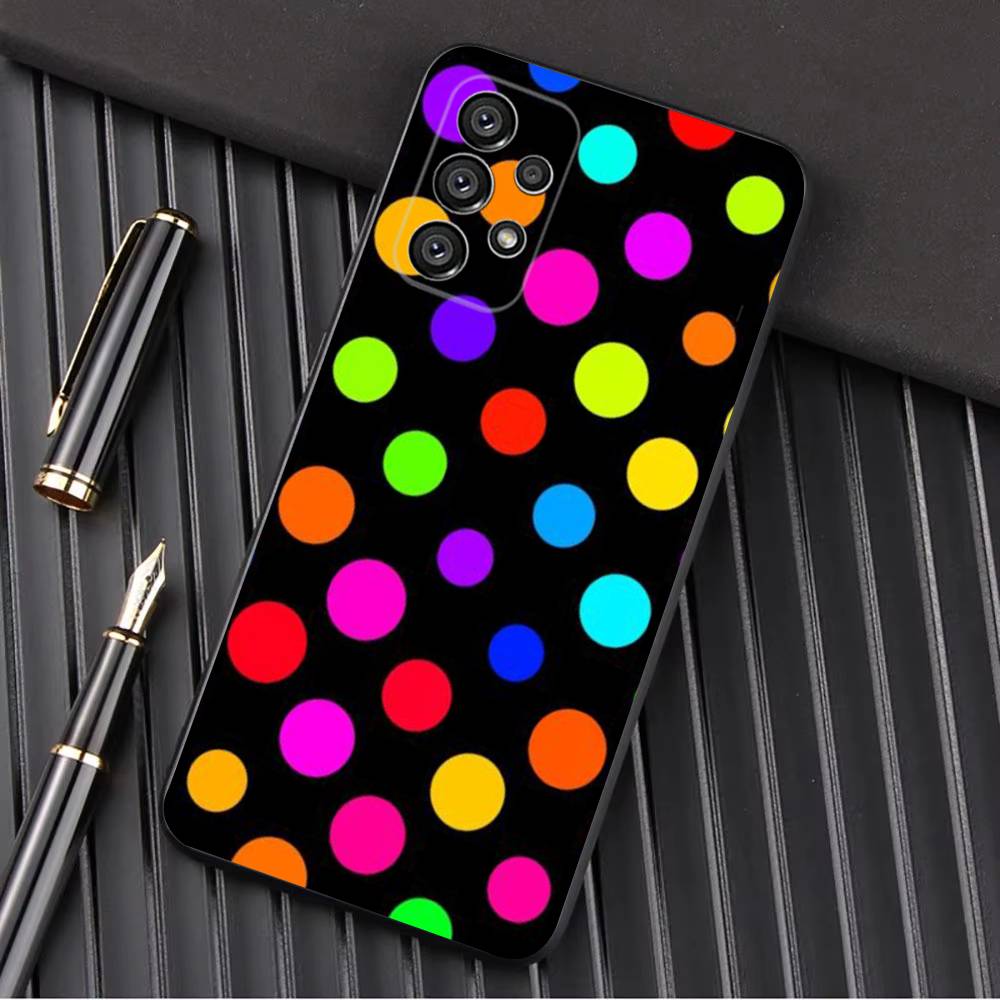 Color Polka Dot Phone Case For Samsung Galaxy A13,A21s,A22,A31,A32,A52,A53,A71,A80,A91 Soft Black Shell