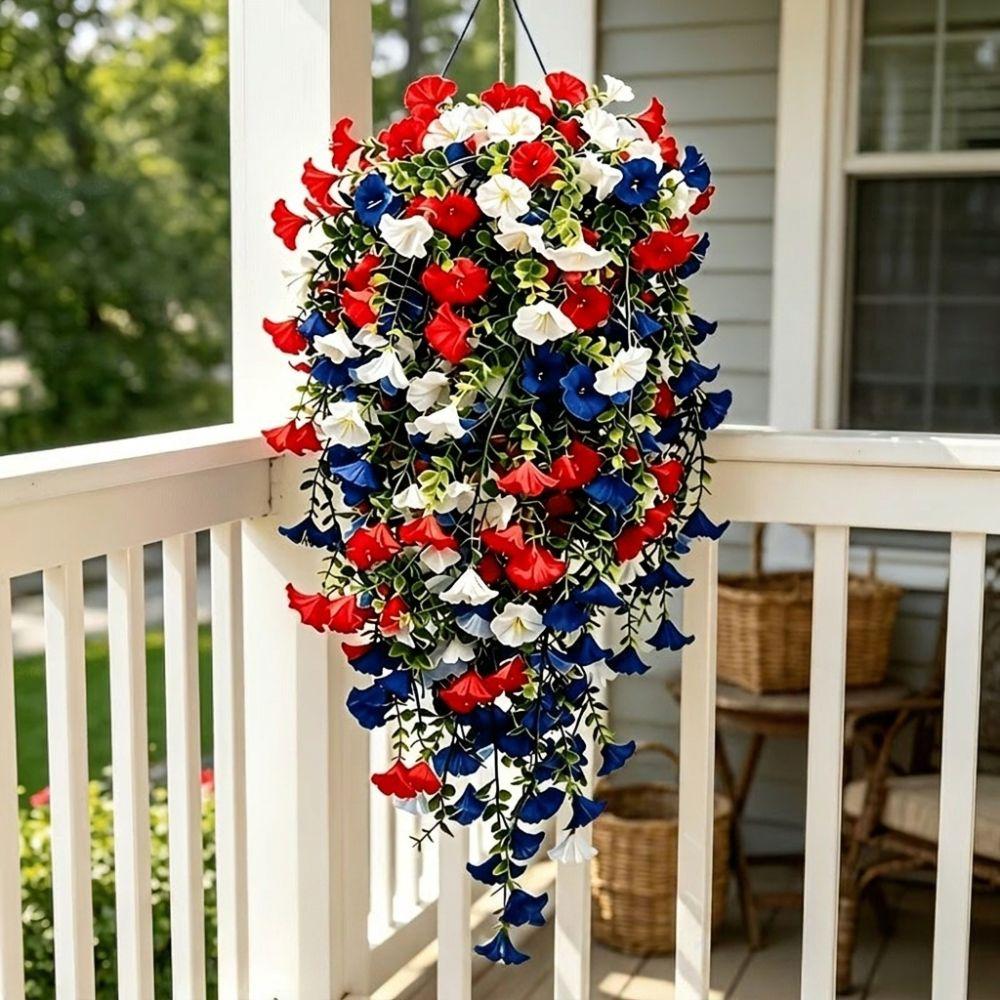 Colorful Artificial Morning Glory Flowers Plastic Morning Glory Branch Green Plants Living Room