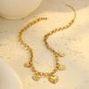 GEMCHIC Women's Gold Tone Heart Pendant Necklace and Bracelet Set Stainless Steel Charm Jewelry