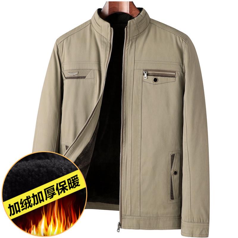 

Бавовняна куртка на міжсезоння для тата - З коміром-стійкою для чоловіків середнього та похилого віку 195 (175-190 kg)