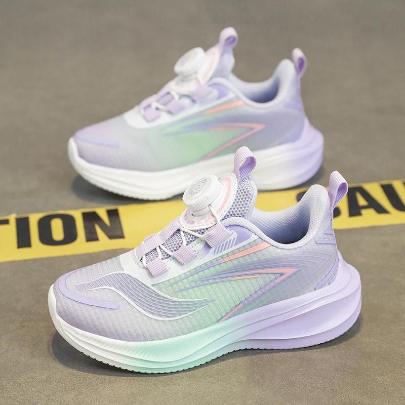 Children's sports shoes New mesh breathable boys' and students' running shoes Lightweight girls' school rotating buttons
