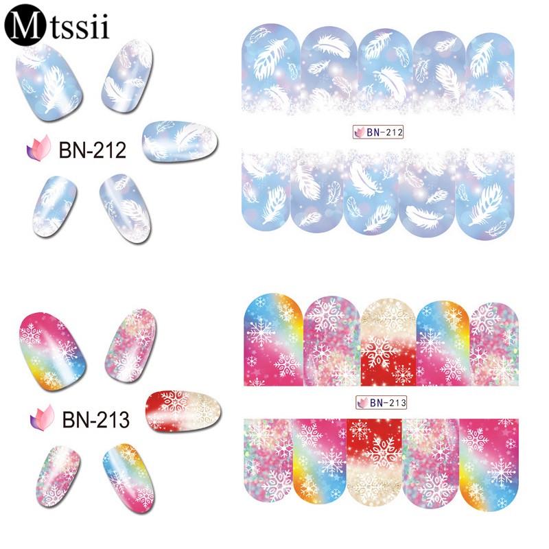 Mtssii 3D 12 Sheets/setWinter Snowflake Full Wraps Water Transfer Nail Art Sticker Manicure Decal