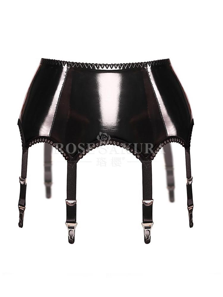 Giarrettiere Sexy da Donna in Pelle PU PVC per Calze Sospensorio con Fibbia Posteriore a Tre File Lingerie Sexy Cosplay Indumenti Intimi Lucidi all'Olio