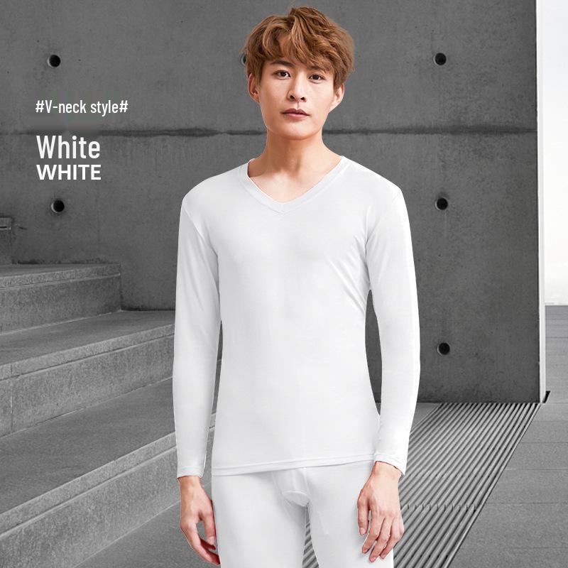 Men's Ultra-Thin Modal V-Neck Slim Fit Autumn Base Layer Set, Warm and Plus Size.