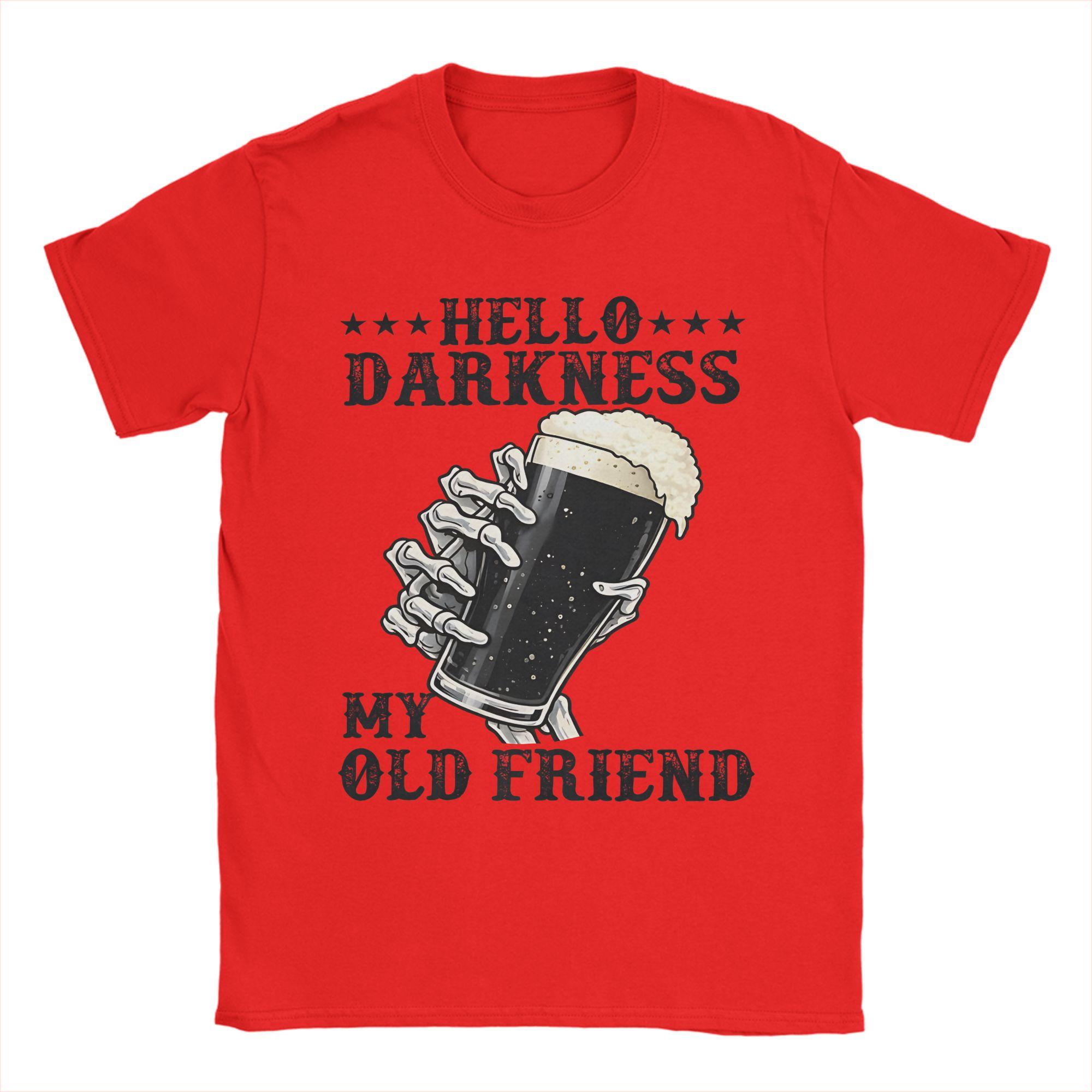 Unisex Women Graphic Printed Hello Darkness My Old Friend Stout Dark Beer T Shirt Tee Cotton Tshirts Clothes S