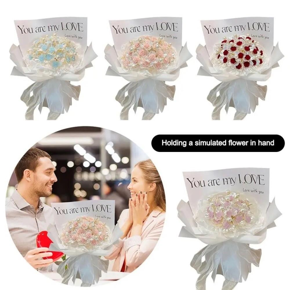 Romantic DIY Rose Bouquet with Light Ribbon Valentine’s Day Gift Photo Props