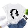 Character Animal Human Silhouette Cotton T-Shirt Short Sleeve Round Neck Women 2d Print Tops