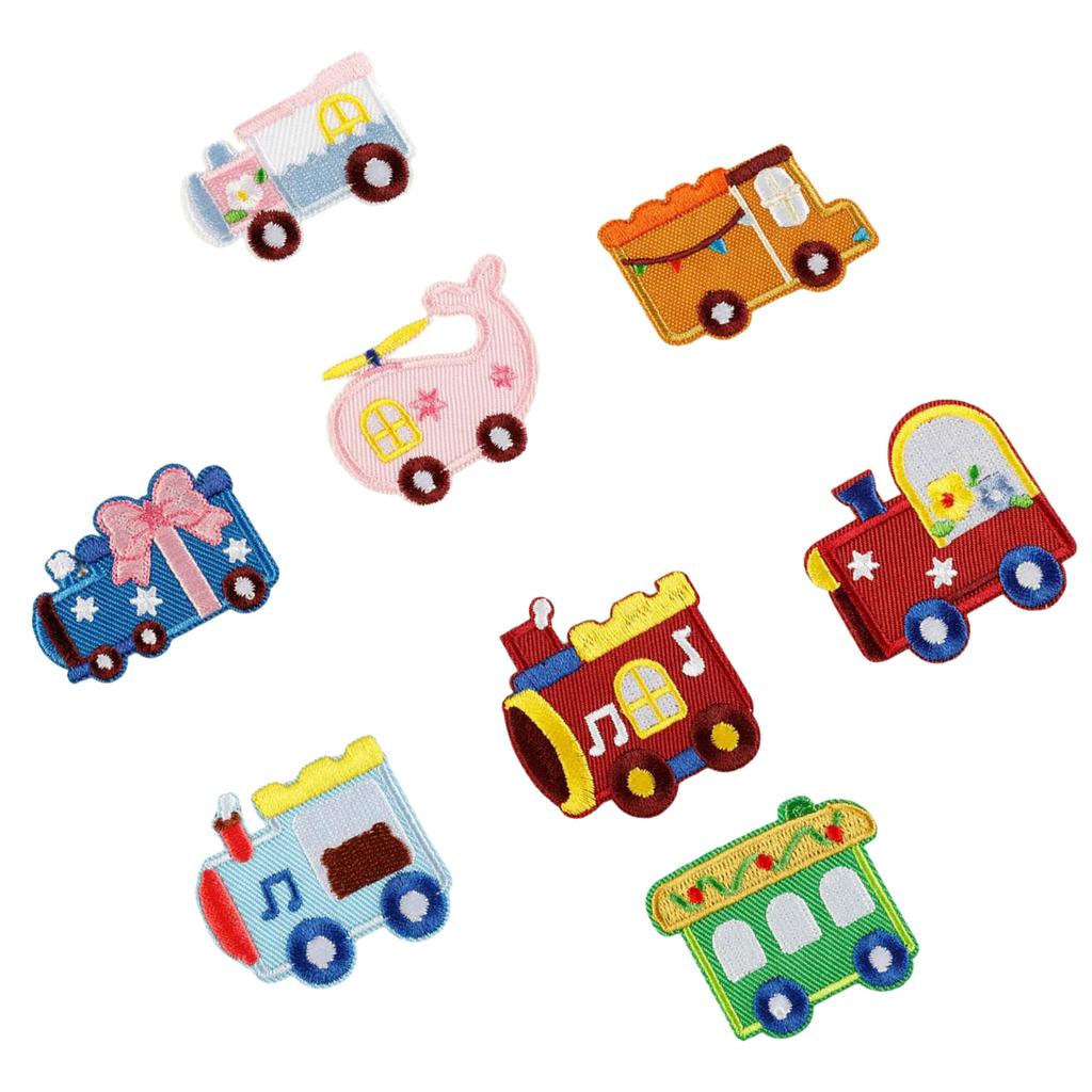 8PCS Cartoon Automobile Iron On Patches Embroidery Applique For Kids Clothing Jackets Backpacks Hat Bag Sewing Supplies