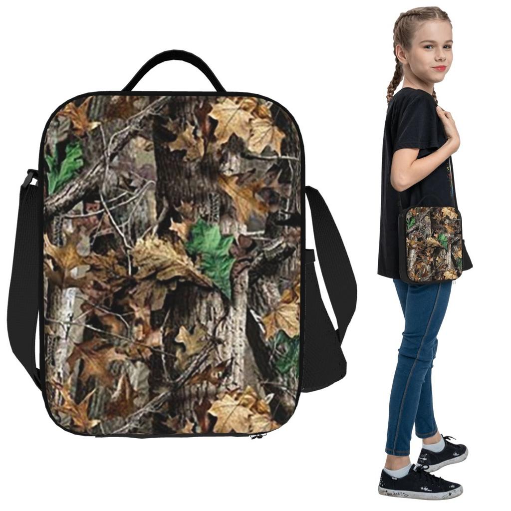 Real Tree Camouflage Insulated Lunch Bag for Women Office Cooler Thermal Food Box Tote Portable Lunch Boxes Container