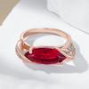 Rhombus Red Natural Zircon Ethnic Bride Ring  Rose Gold Color High Quality Daily Fine Vintage Jewelry For Women