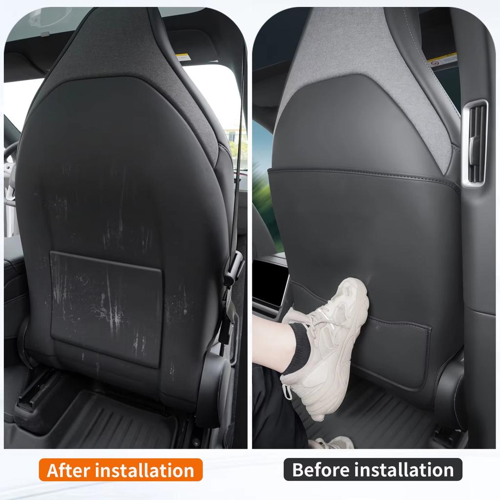 For Tesla Model YL 6-Seater Car Seat Back Anti Kick Pad Leather Full Surround Seat Back Anti Scratch Protector Car Accessories
