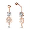 Punk Butterfly Belly Piercings Stainless Steel Curved Belly Button Rings Rhinestone Hip Hop Body Piercing Jewelry Gift
