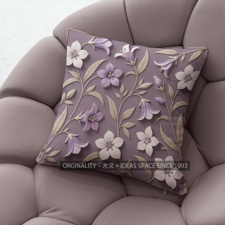 Purple Floral Embossed Style Throw Pillow Covers Pattern Cushion Cover Suitable For Sofa Bedroom Car Pillow Cover