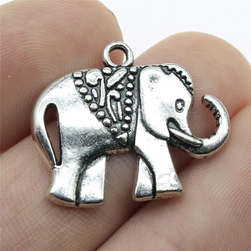 10pcs Elephant Charms For Jewelry Making Tibetan Bronze Silver Color Pendants Antique Jewelry Making DIY Handmade Craft