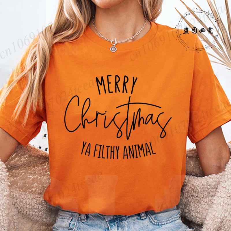 Fashion New Merry Christmas Ya Filthy Animal TShirt Unisex Unisex TShirt Christmas Saying Harajuku Streetwear TShirt Casual Tops