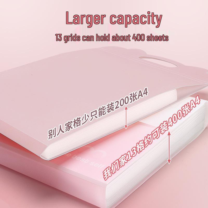 13-Layer Accordion Student Bag, Document Holder with Handle, Large Capacity File Folder, Subject Classification.