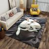 White Greyhound On Black Fabric Suitable As a Non-slip Mat for the Living Room or Bedroom Sofa