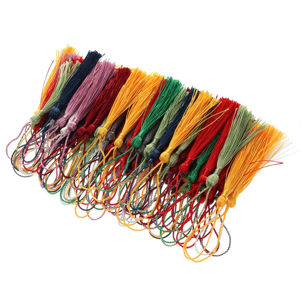 100Pcs Flow Tassels Handmade Silky Chinese Knot DIY Jewelry Keychain Earring Bookmark Gift Tag Assorted Colors