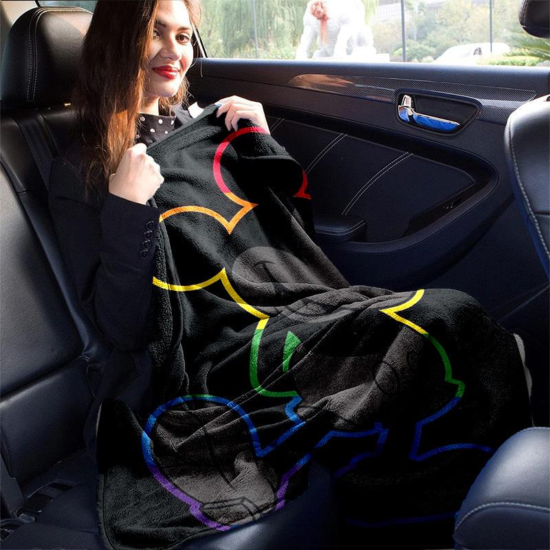 1pc, Rainbow Mickey Mouse Home Decor Blanket: A Cozy Flannel Throw for Your Living Room, Bedroom, or Outdoor, Sofa Blanket, Travel Companion