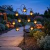 Enfeites Sazonais para Gramado ao Ar Livre Halloween Luz de Tronco de Árvore Solar Alimentada por Energia Solar Estaca de Jardim Luz Piscante Estacas de Quintal com Enfeites de Fantasma Abóbora Gato