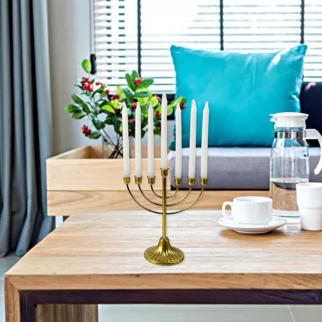 Hanukkah Menorah 7/9 Branch Candle Holder for 0.51in Dia Candle Detachable Candelabras Vintage Iron Candles Stand Decor