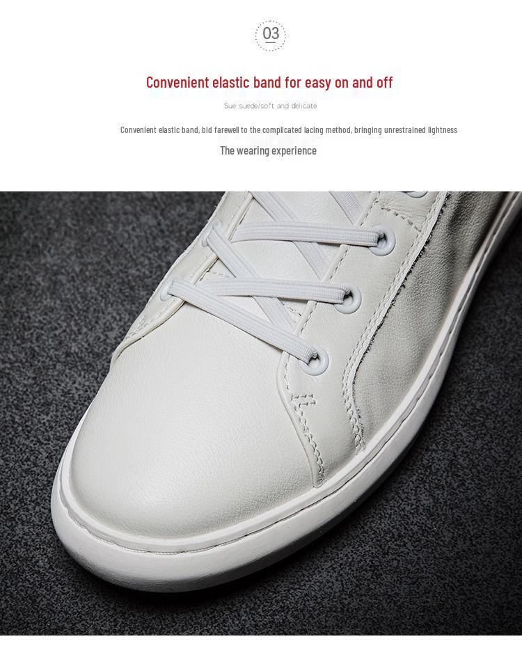 Men's Genuine Leather Sneakers - 2025 Korean Style Casual Versatile White & Black Shoes