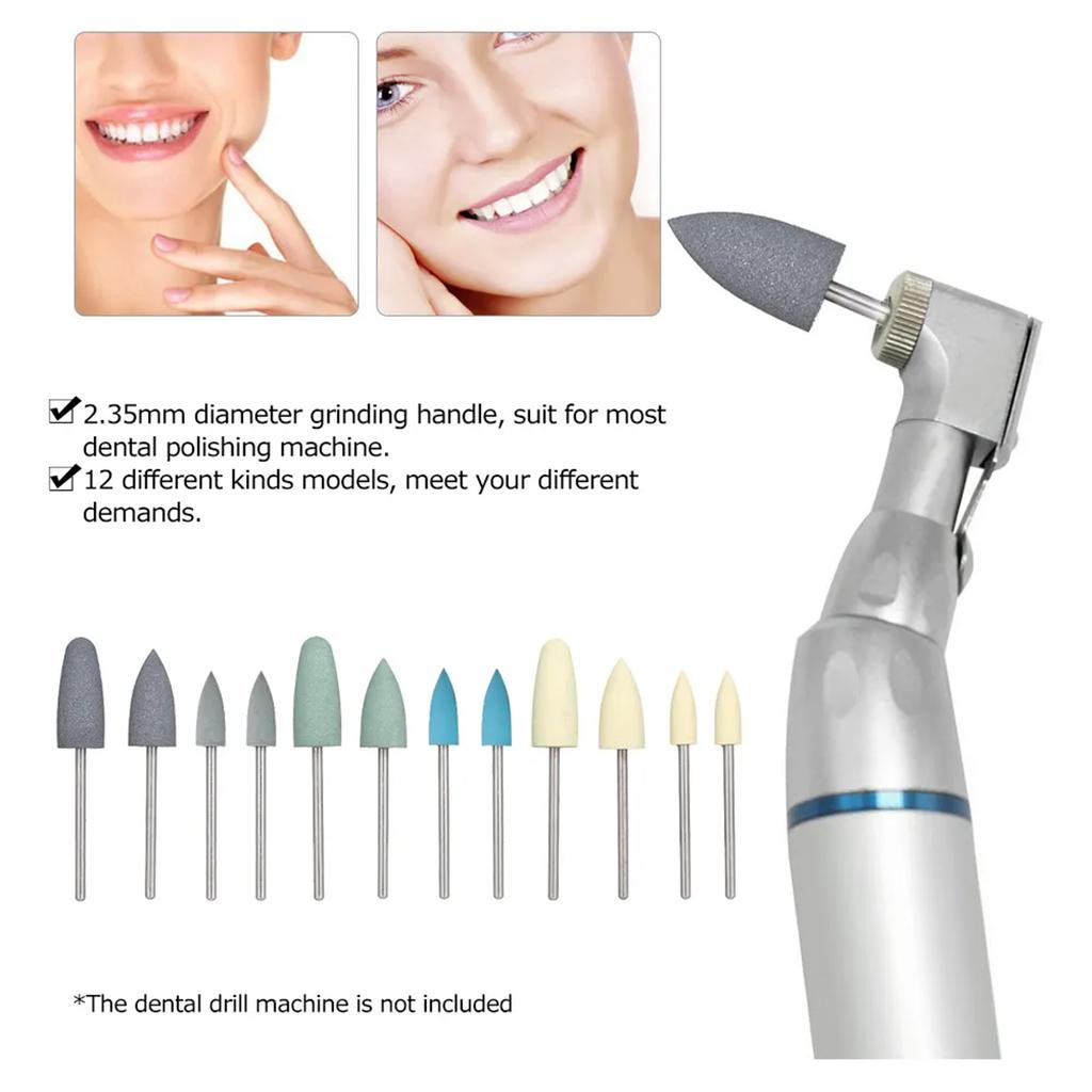 12pcs Silicone Polishers Drills Dental Low Speed Grinding Heads Dentistry Equipment Teeth Polishing & Smoothing Dental
