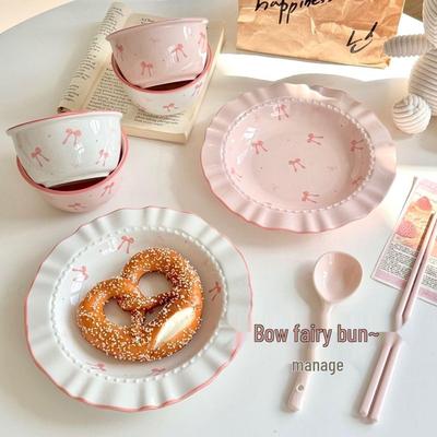 Charming Ceramic Bowl & Chopstick Set: High-Value Tableware for Couples