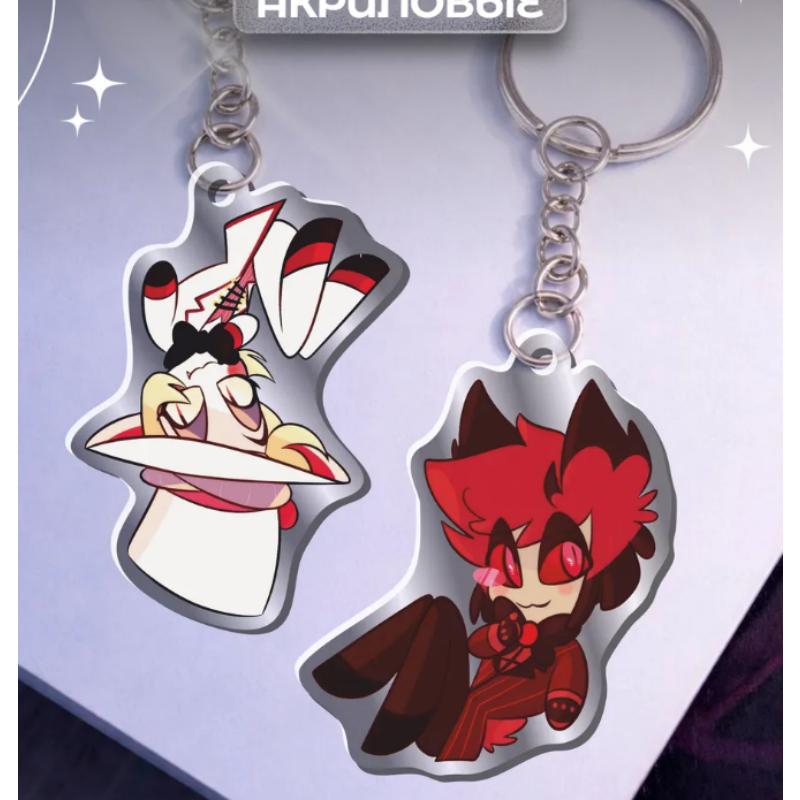 Acrylic Key Buckle for Alastor Lucifer Charlie Vox Adam The Exorcist Anime Cartoons Acrylic Key Chain Student Backpack Pendant