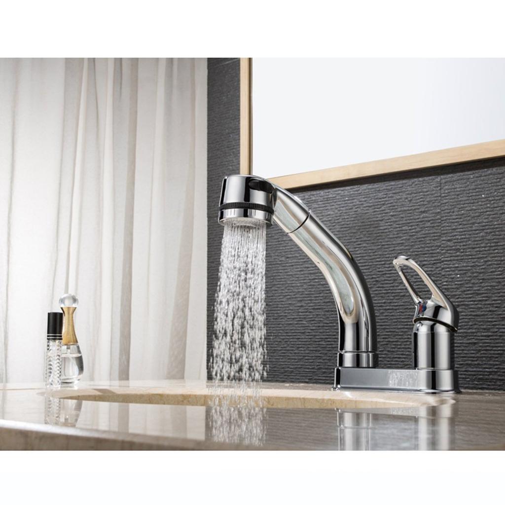 Bathroom sink mixer shower deck mounted single stream and shower mounting hole diameter KFPOY004 faucet, tap, faucet, (2 holes), lever, pull-out hose,