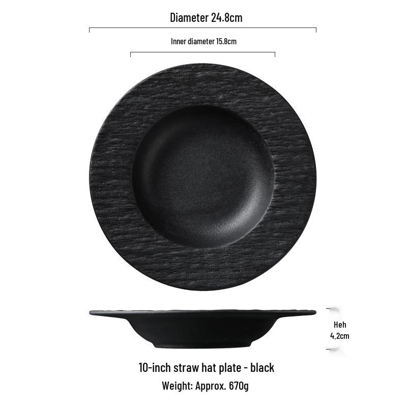 Rock Texture Ceramic Plate – Western & Japanese Style for Pasta, Salad, Soup, and More