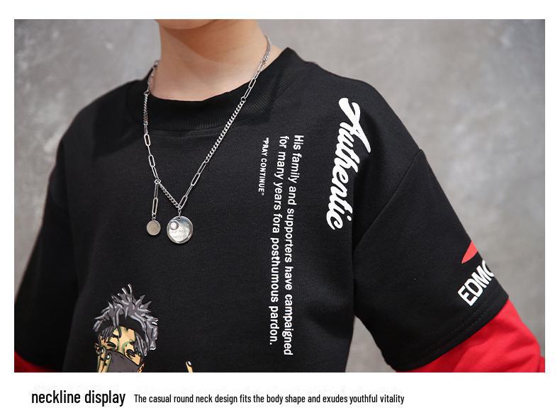 2025 New Boys' Spring & Autumn Loose Fit Two-Piece Korean Style Sports Suit for Kids