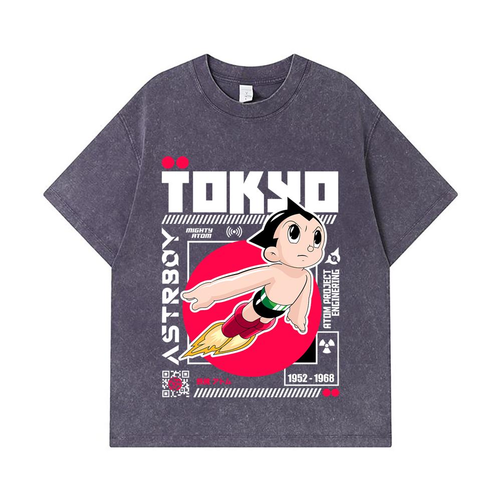 275 GSM Washed T-shirts 100% Cotton Astro Boy V2 Print Unisex Heavy Cotton T Shirt