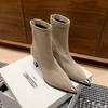 Celebrity style fashionable and simple rear zipper thin boots 2025 autumn and winter new pointed thick heel elegant temperament small short boots